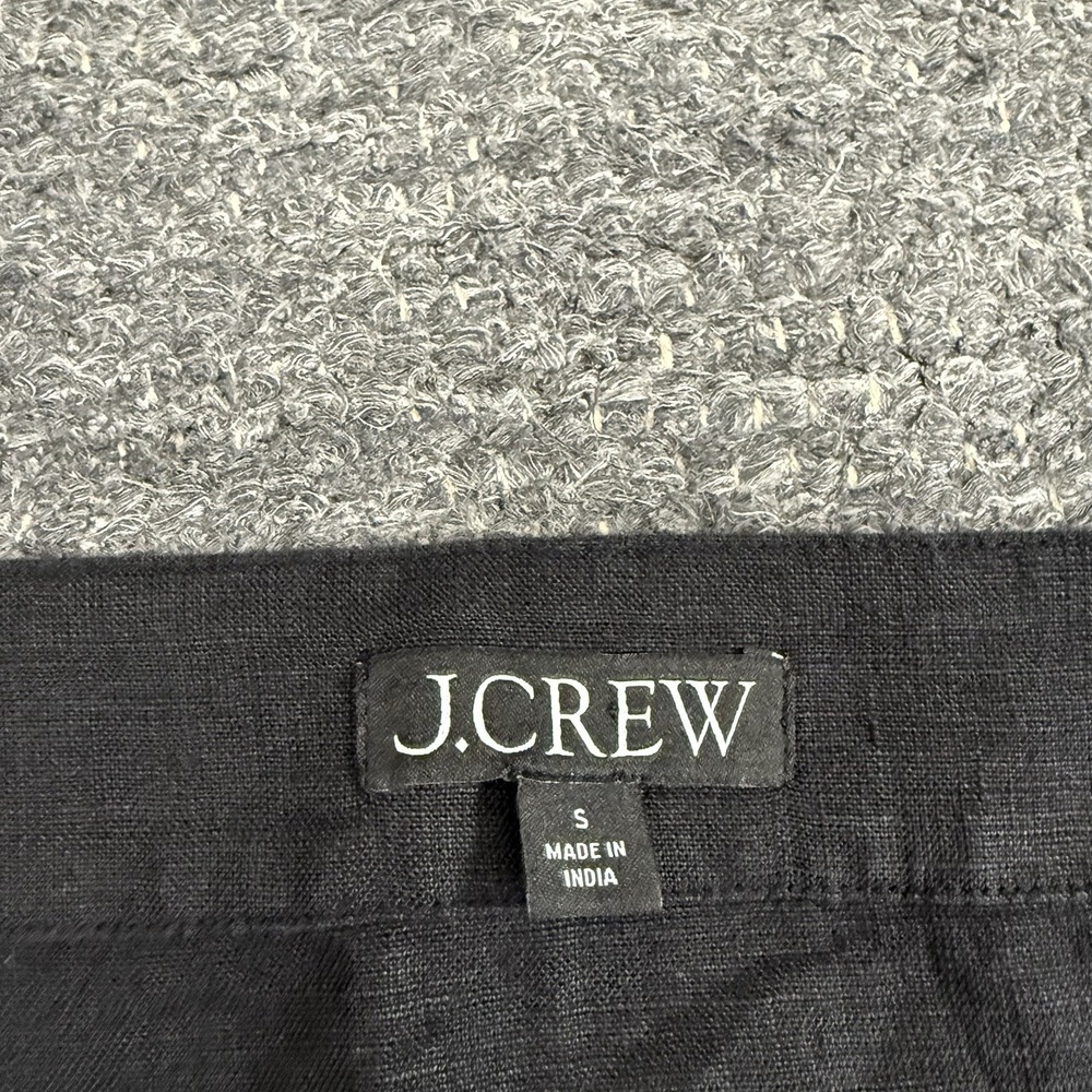 J Crew Shirt Women Small Square Neck Button Front Linen Top Black Peasant Blouse - Picture 8 of 10
